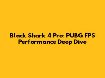 Black Shark 4 Pro: PUBG FPS Performance Deep Dive